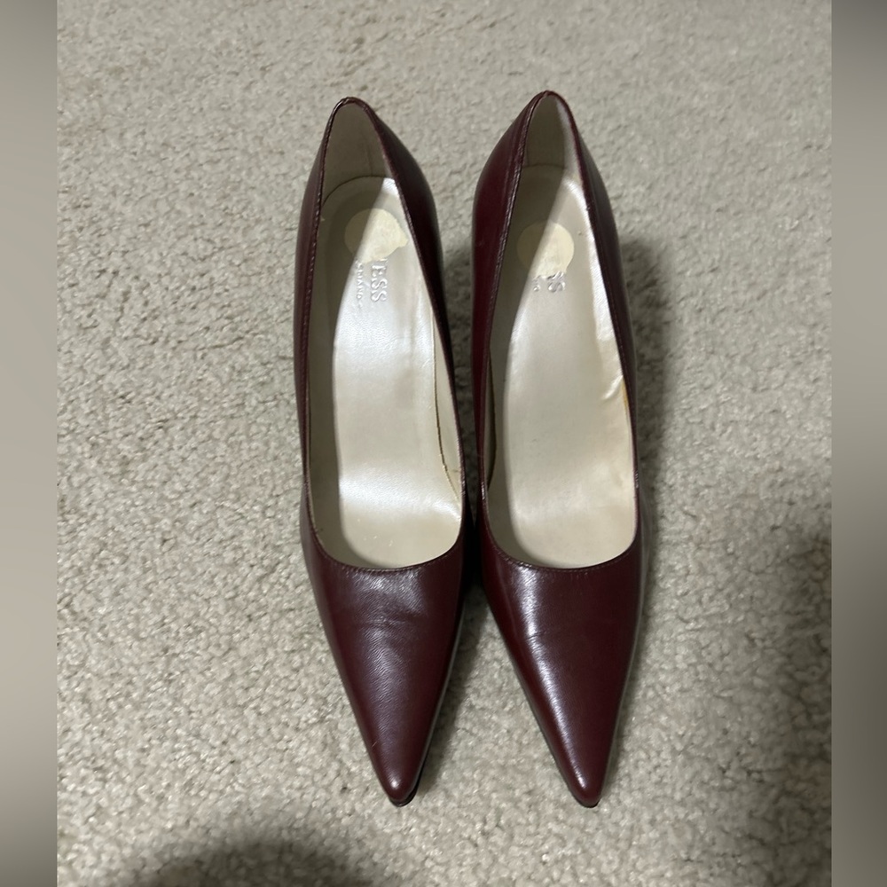 Elegant Burgundy Leather Pumps Only Worn Once